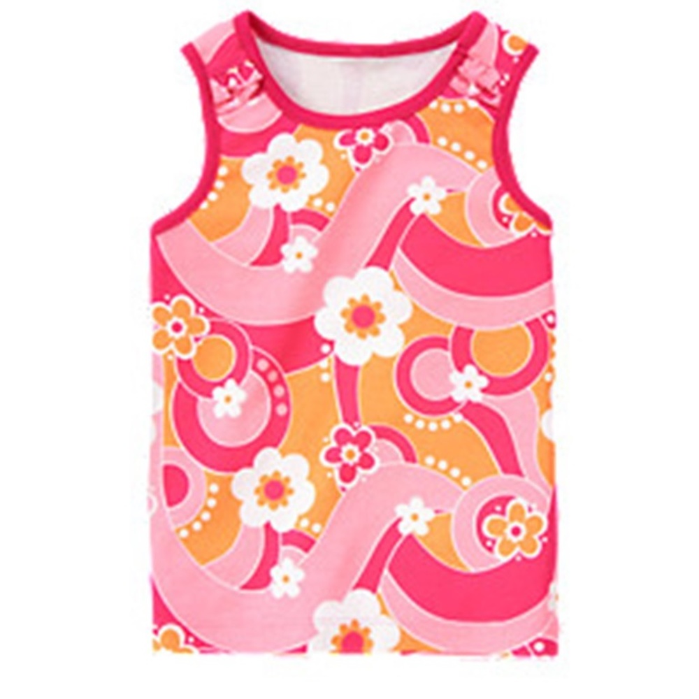 "Rainbow Cabana" Pink Zinnia Flower Swirl Tank Top